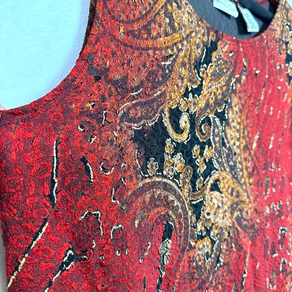 Y2K White Stag Large Retro Tank Top Red Moody Vampire Paisley Whimsygoth Animal - Picture 2 of 7
